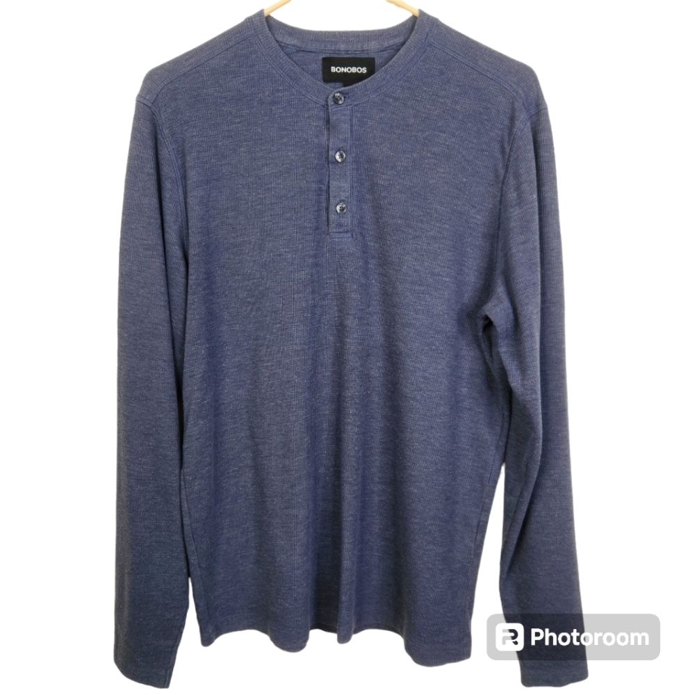 Bonobos Mens Slim Fit Waffle Knit Long Sleeve Henley Shirt Size Medium